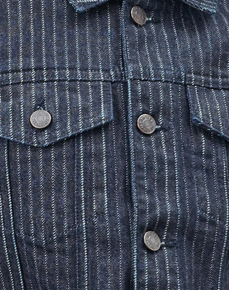 Veste en jean classique à rayures indigo