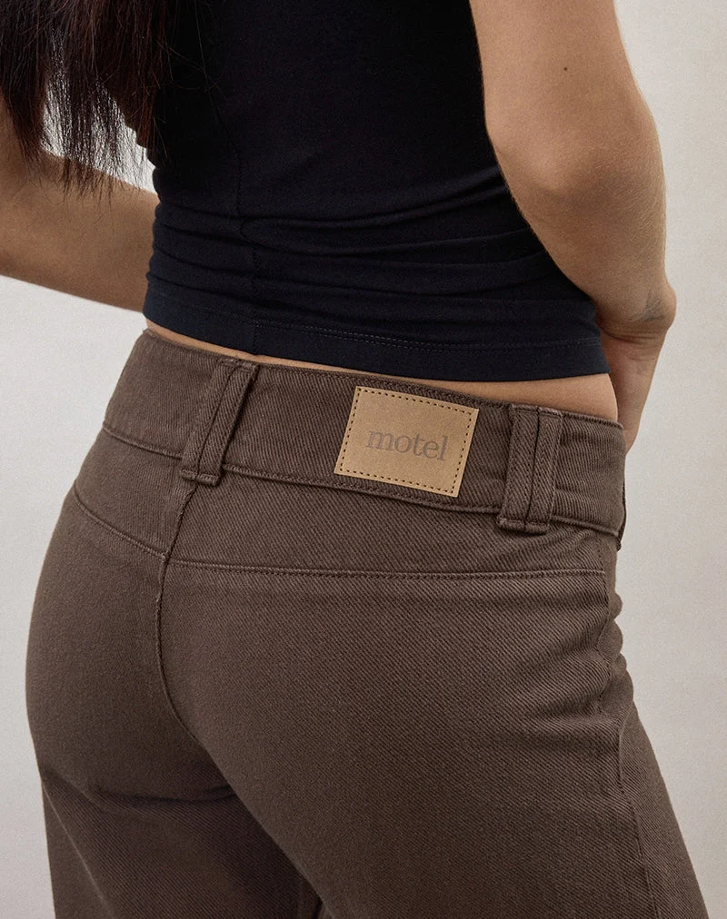 Pantalon évasé à boucle, marron foncé