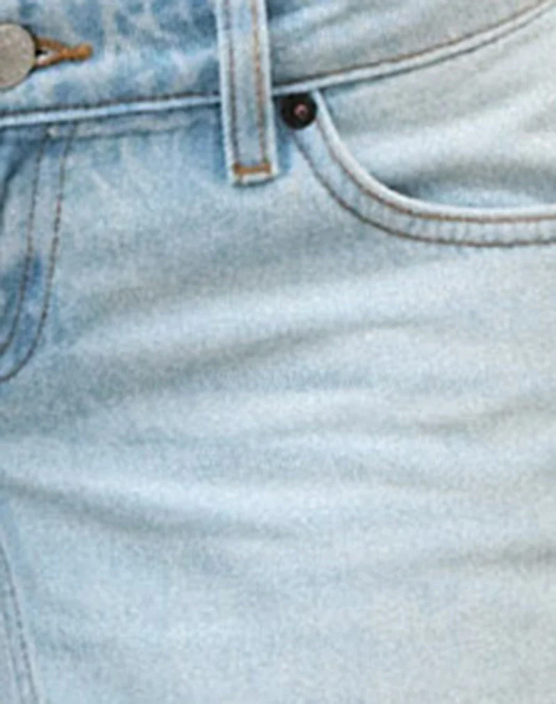 Jean évasé à taille ultra basse, bleu ciel