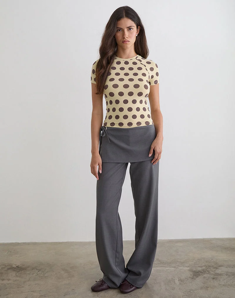 T-shirt Agneta jaune à gros pois marron