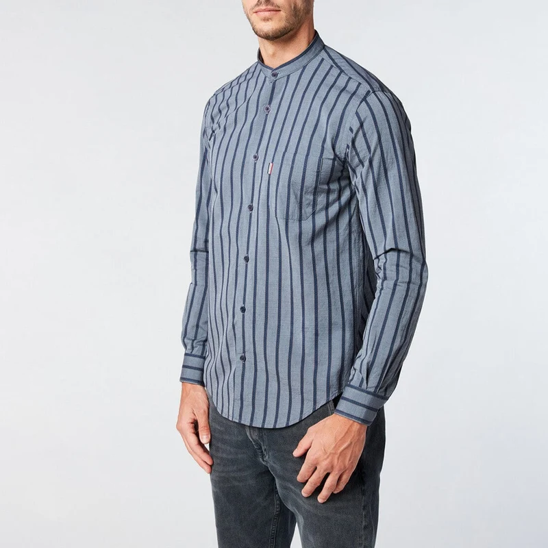 Chemise homme à rayures coupe ajustée en coton bleu