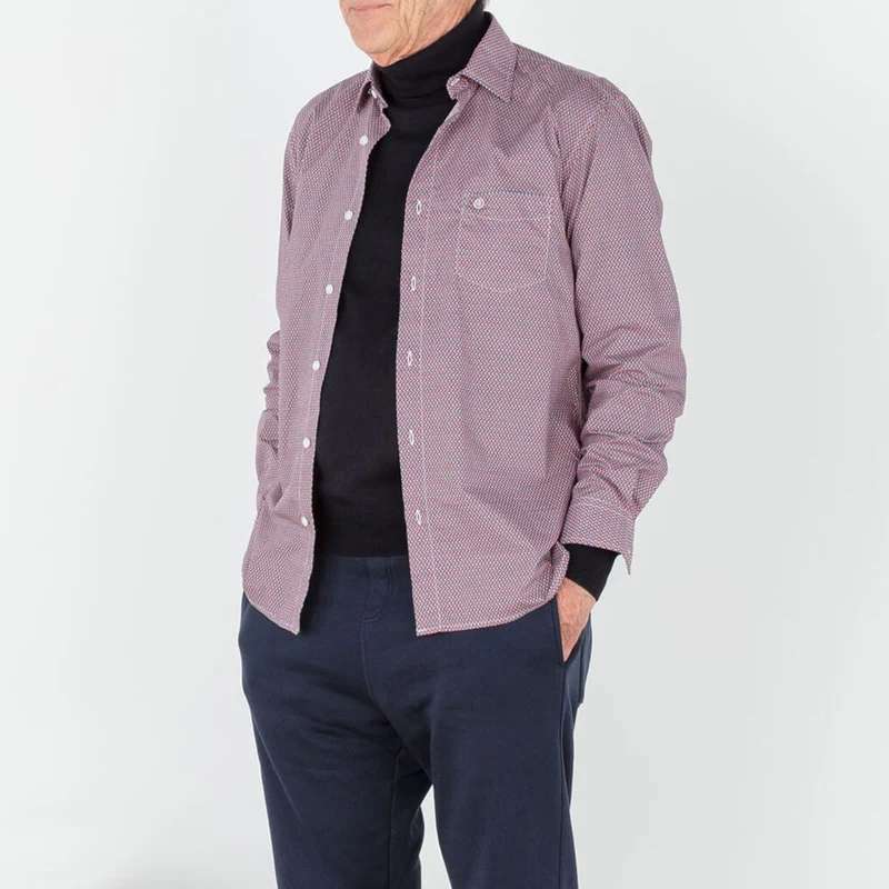 Chemise imprimé géométrique rouge