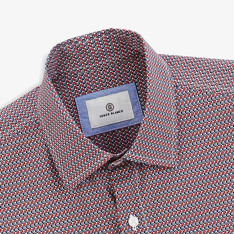 Chemise imprimé géométrique rouge
