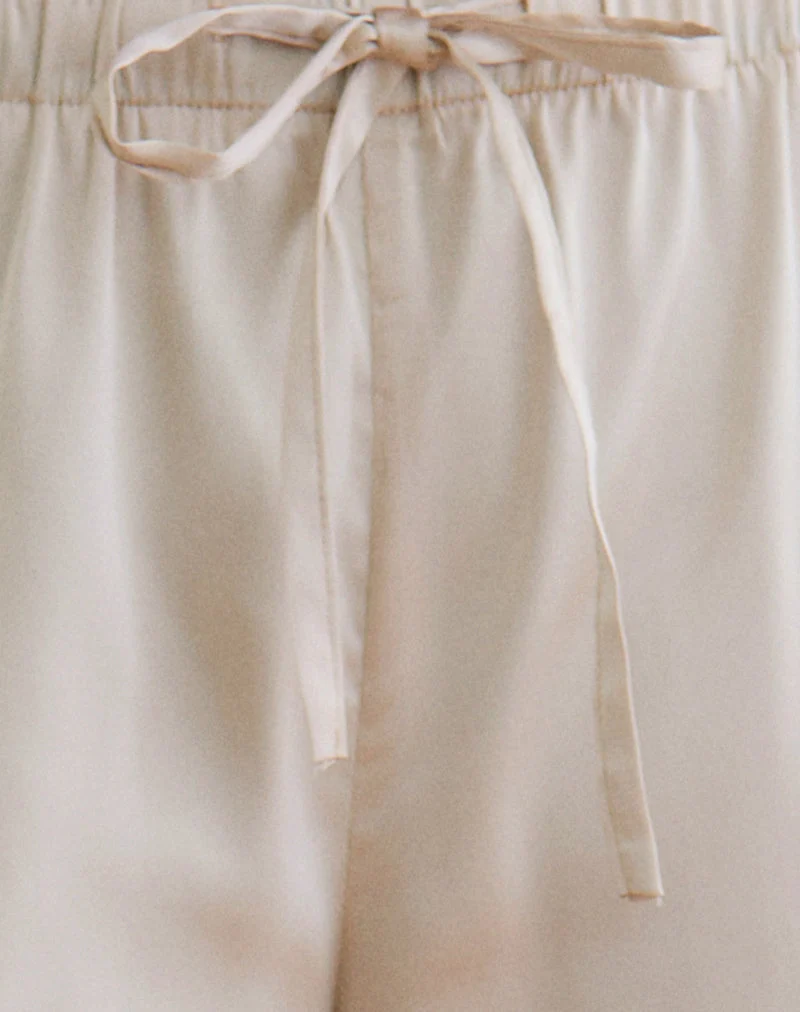 Pantalon Capri Tunelia en satin champagne