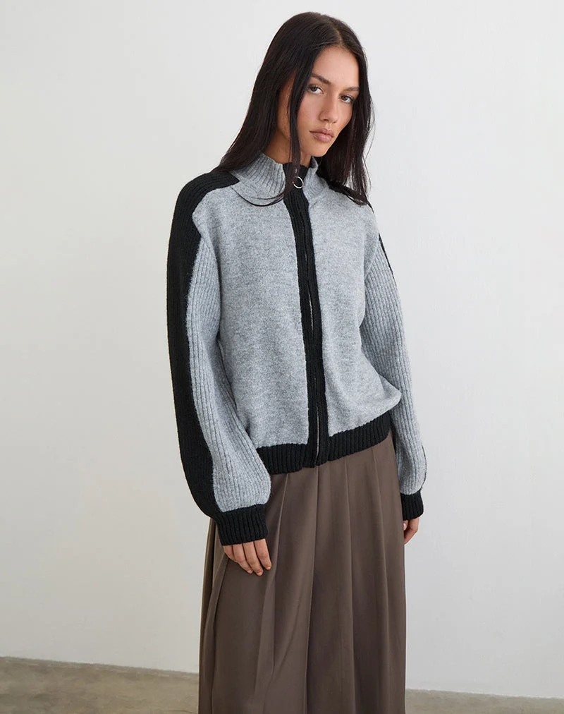 Pull Asrar en maille gris et noir