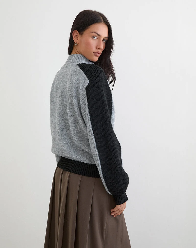 Pull Asrar en maille gris et noir