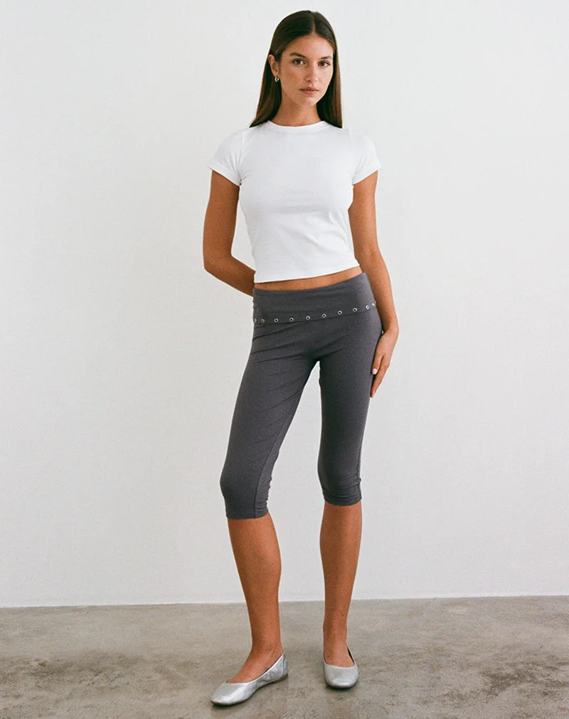 Pantalon capri Enmu en jersey gris anthracite avec œillets