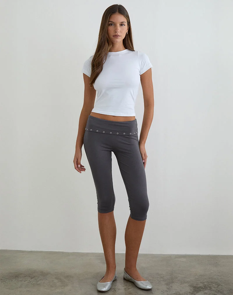Pantalon capri Enmu en jersey gris anthracite avec œillets