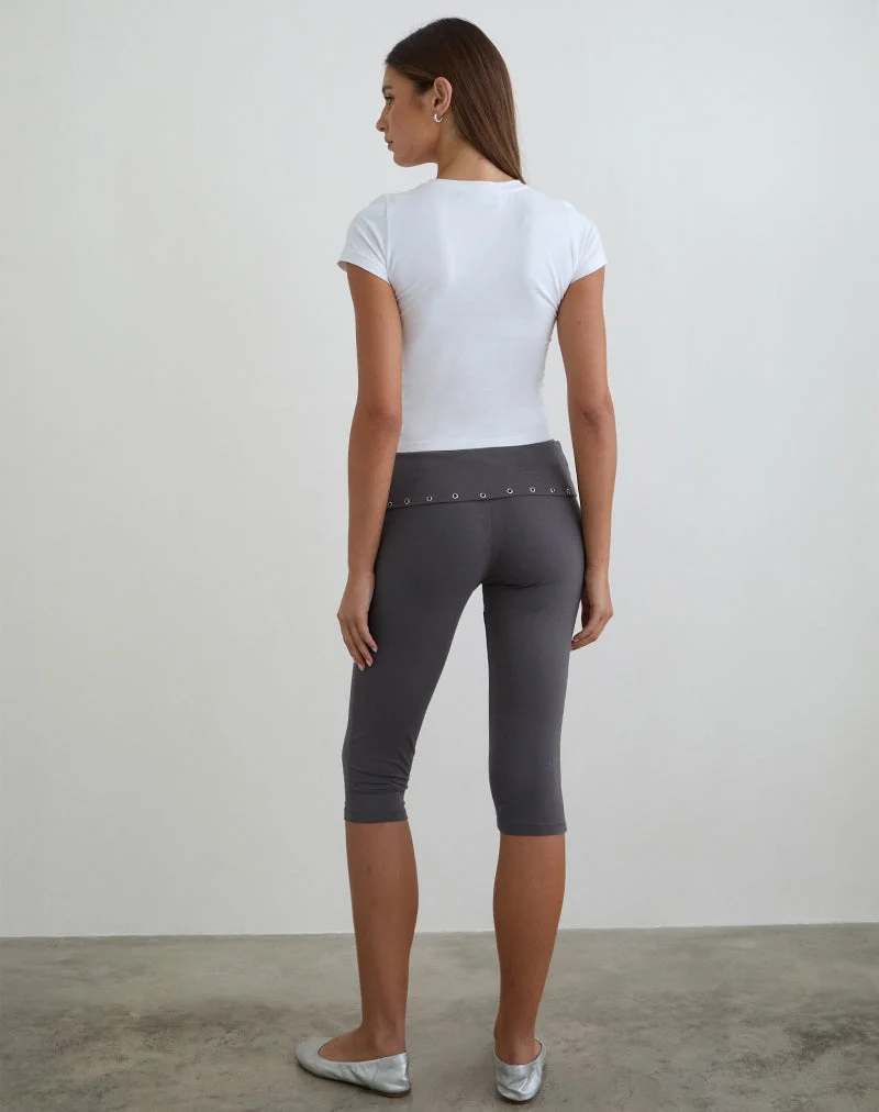 Pantalon capri Enmu en jersey gris anthracite avec œillets