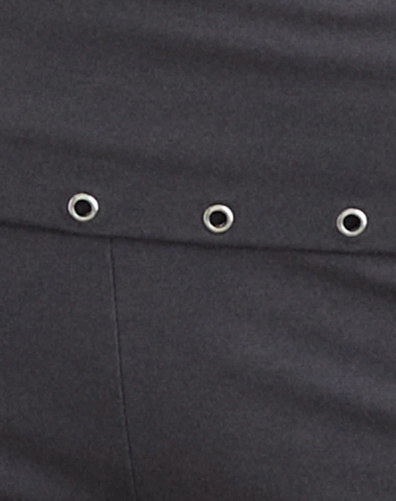 Pantalon capri Enmu en jersey gris anthracite avec œillets