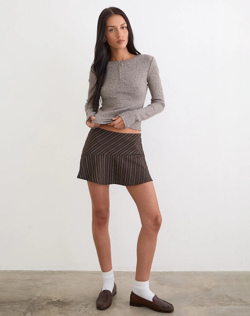 Jupe-short Carnila en tissu rayé marron