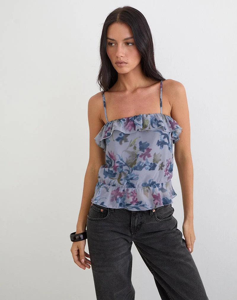 Haut Maitra Cami en mousseline bleu lily ombré