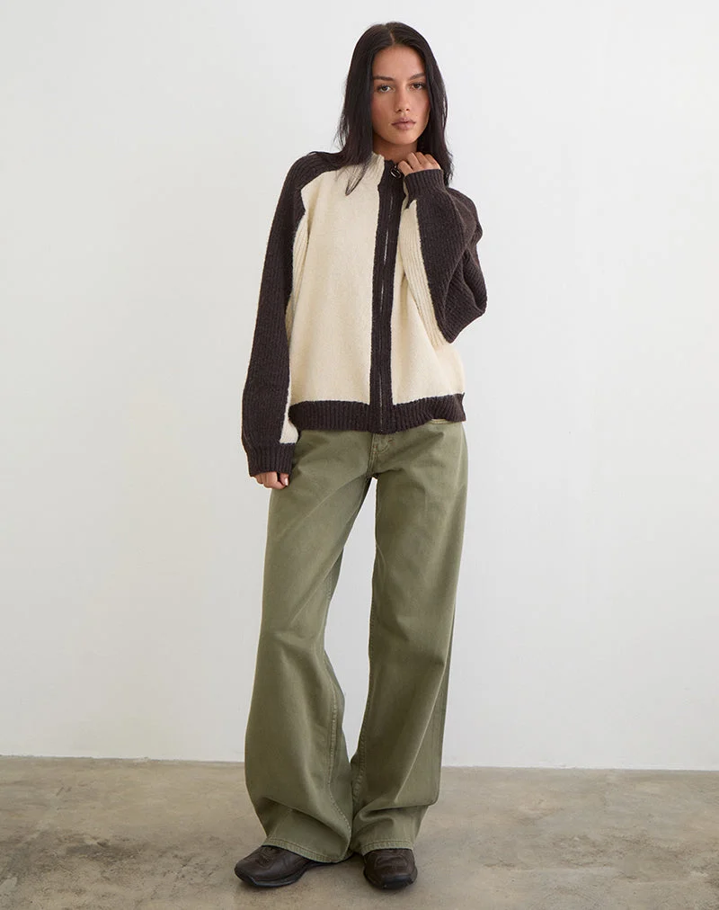 Pull Asrar en maille crème et marron