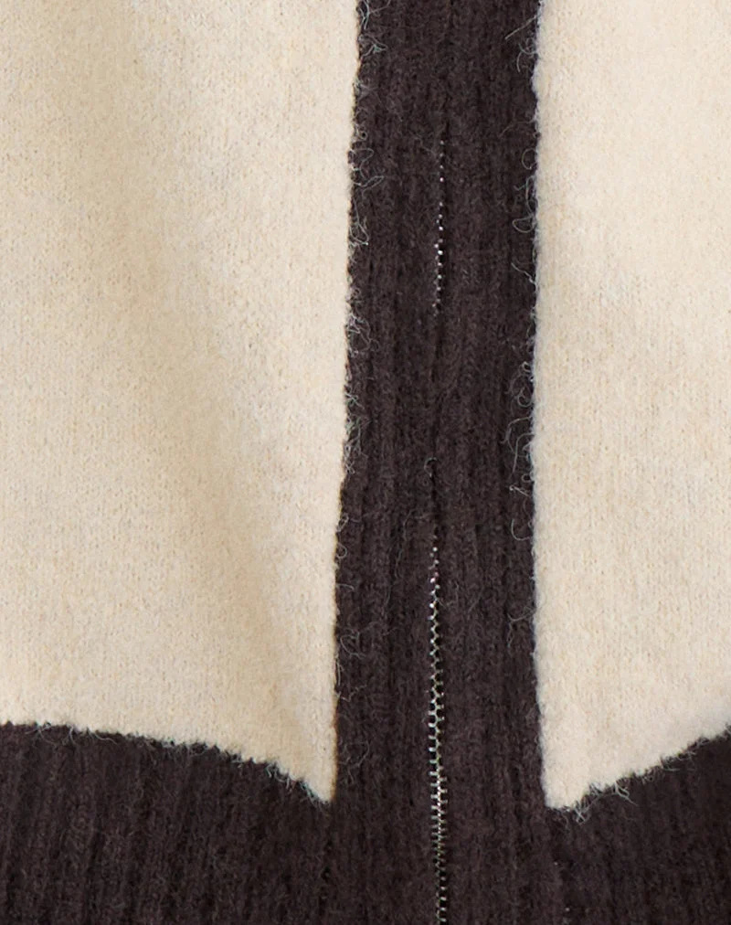 Pull Asrar en maille crème et marron