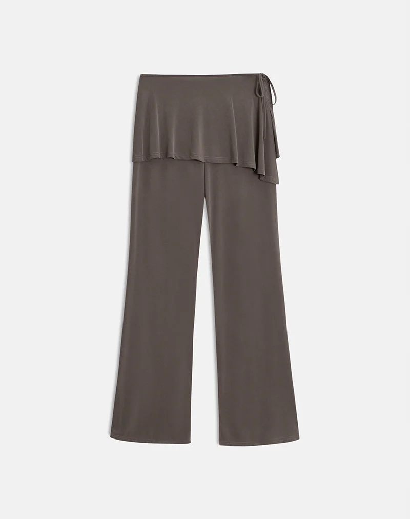 Jupe-culotte Amata en cupro marron foncé