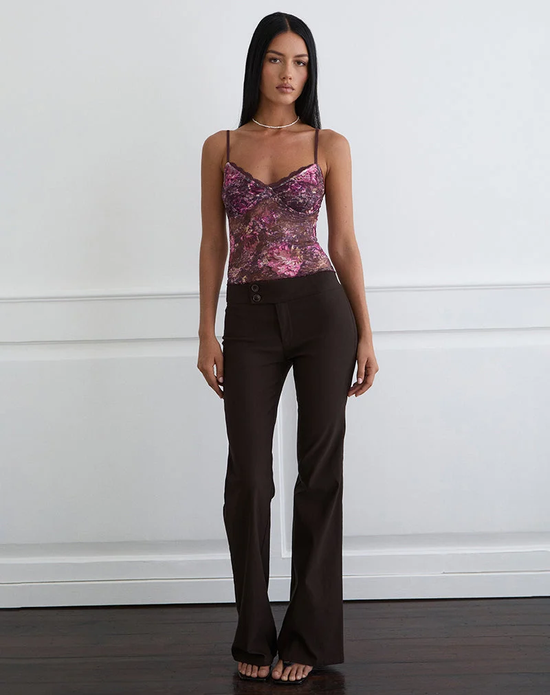 Top Rubik Cami rose abstrait et prune