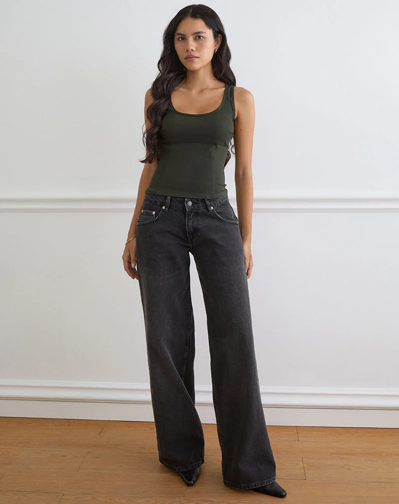 Haut corset Ovia Scoop en tailleur kaki foncé