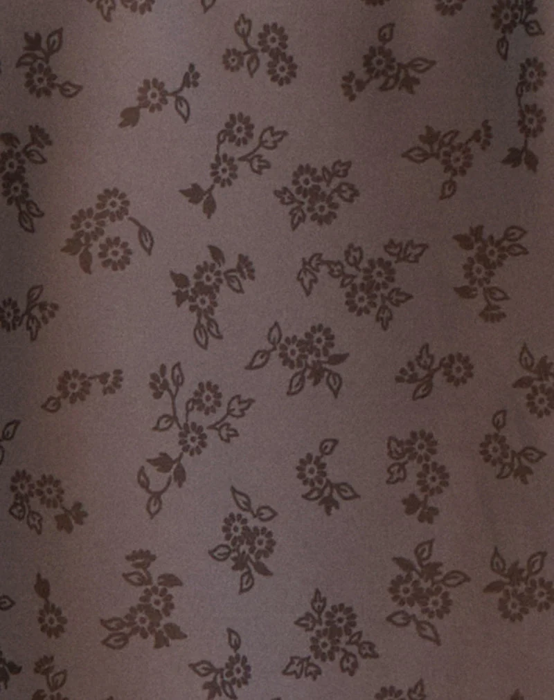 Blouse Kota en mousseline à fleurs minimalistes gris foncé