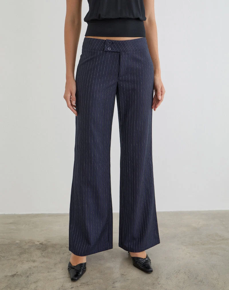 Pantalon Falita à rayures bleu marine