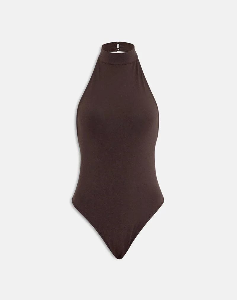 Body à dos nu Raleah en jersey chocolat amer