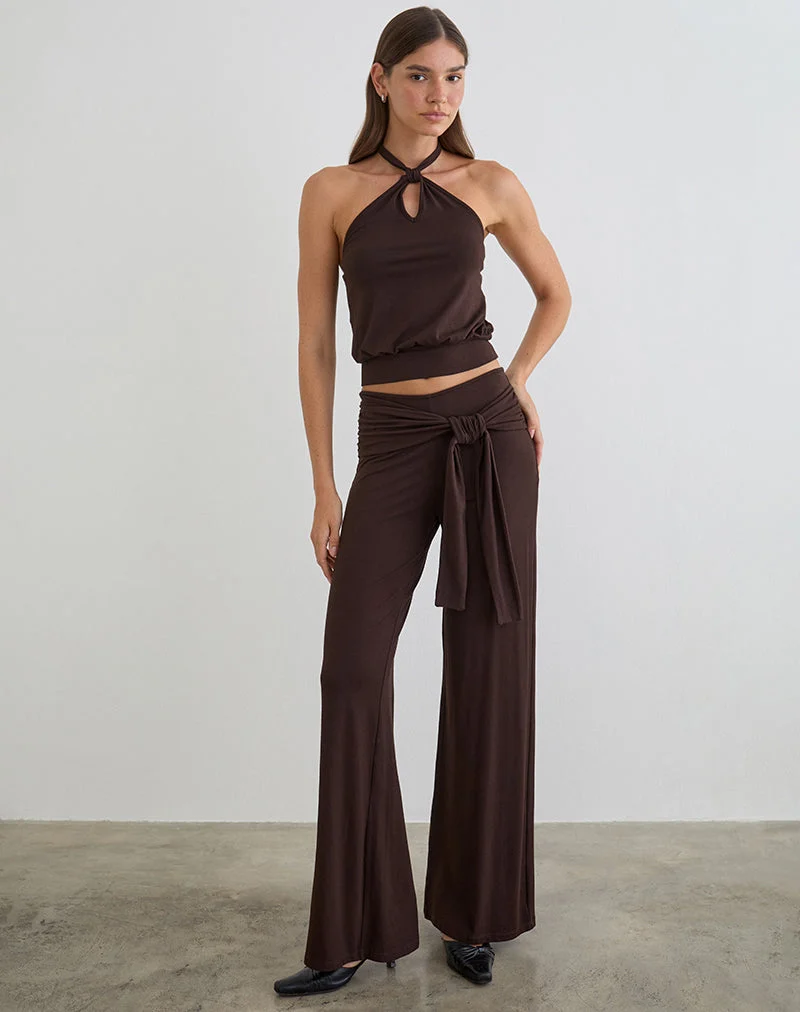 Pantalon Esata Wrap en chocolat amer