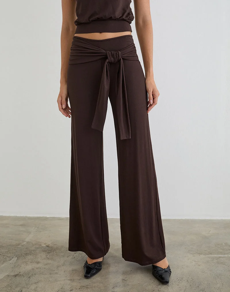 Pantalon Esata Wrap en chocolat amer