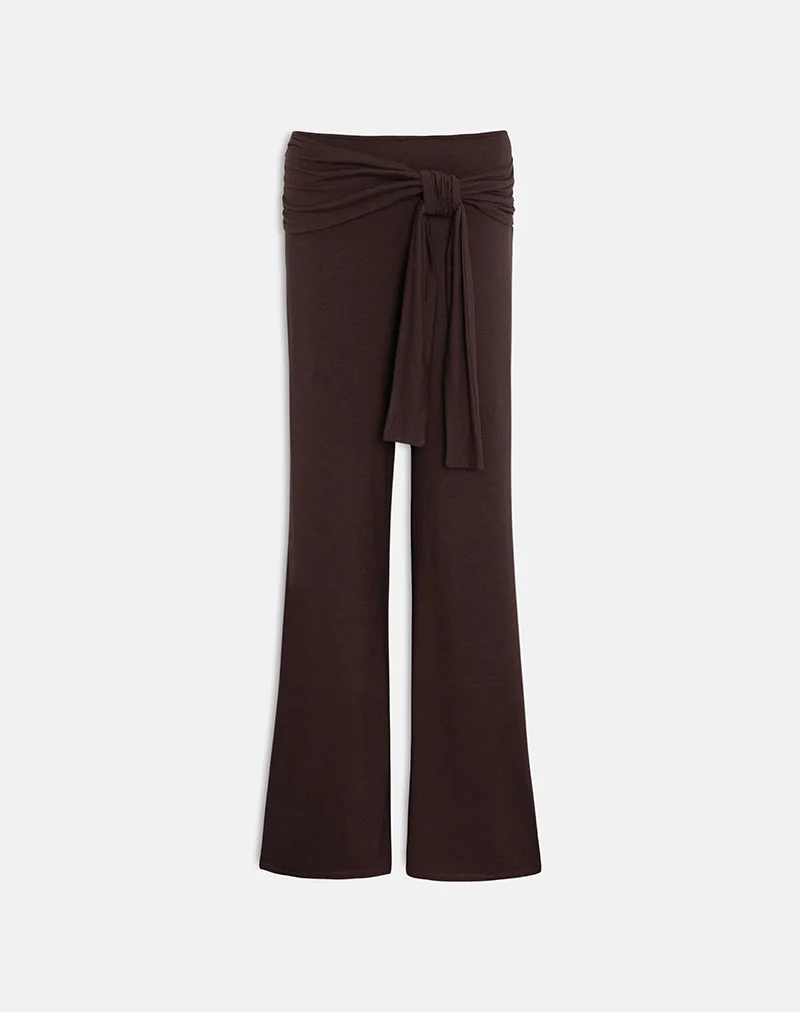 Pantalon Esata Wrap en chocolat amer