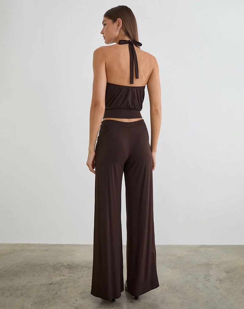 Pantalon Esata Wrap en chocolat amer