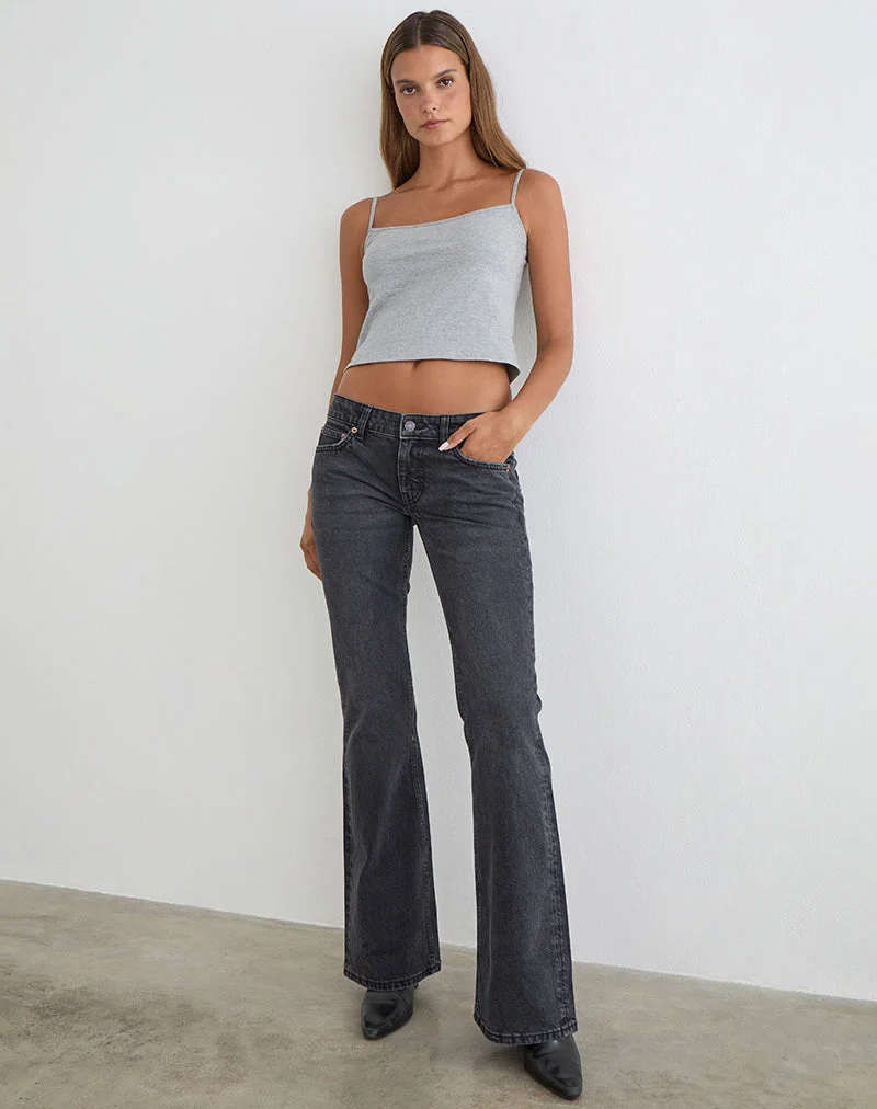 Jean extra taille basse évasé noir vintage