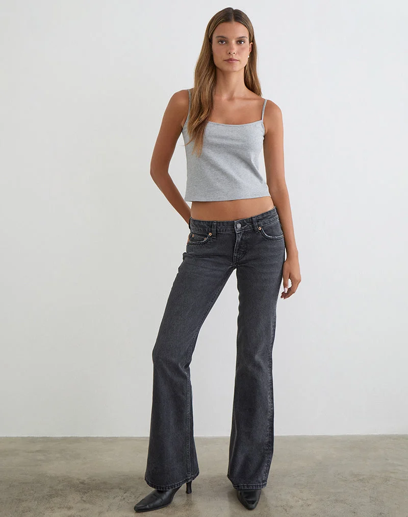 Jean extra taille basse évasé noir vintage