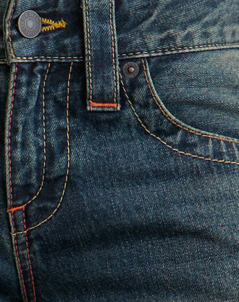 Jean taille basse à coutures torsadées, couleur vert sale