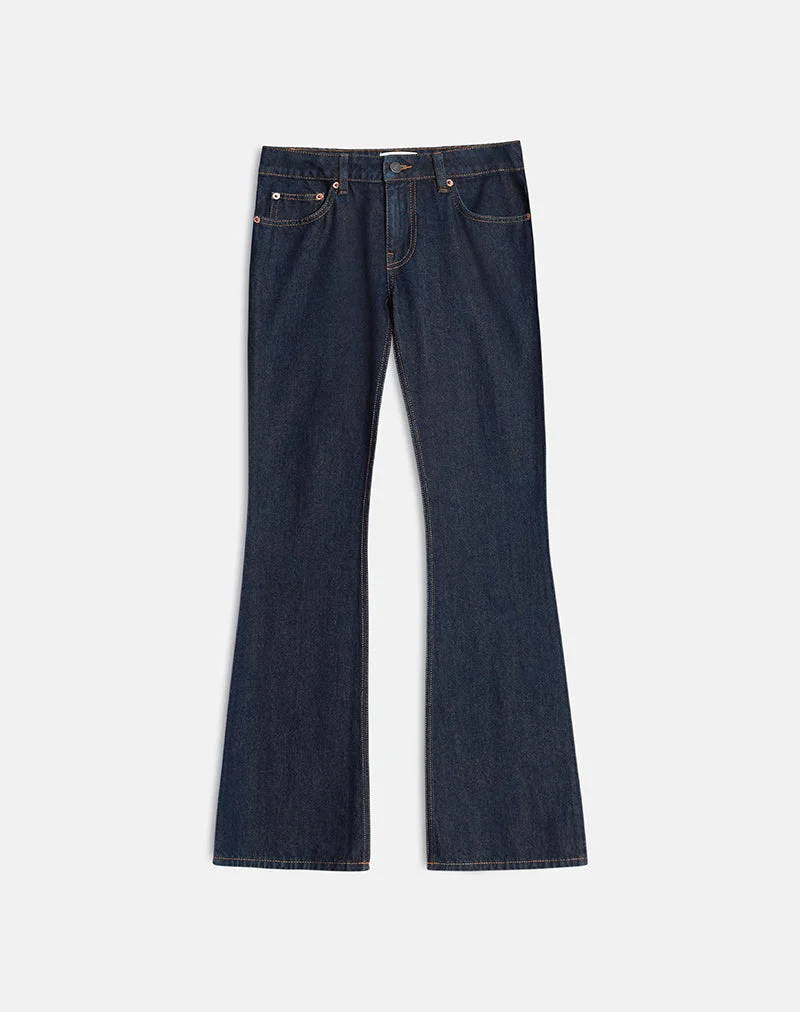 Jean extra taille basse évasé indigo