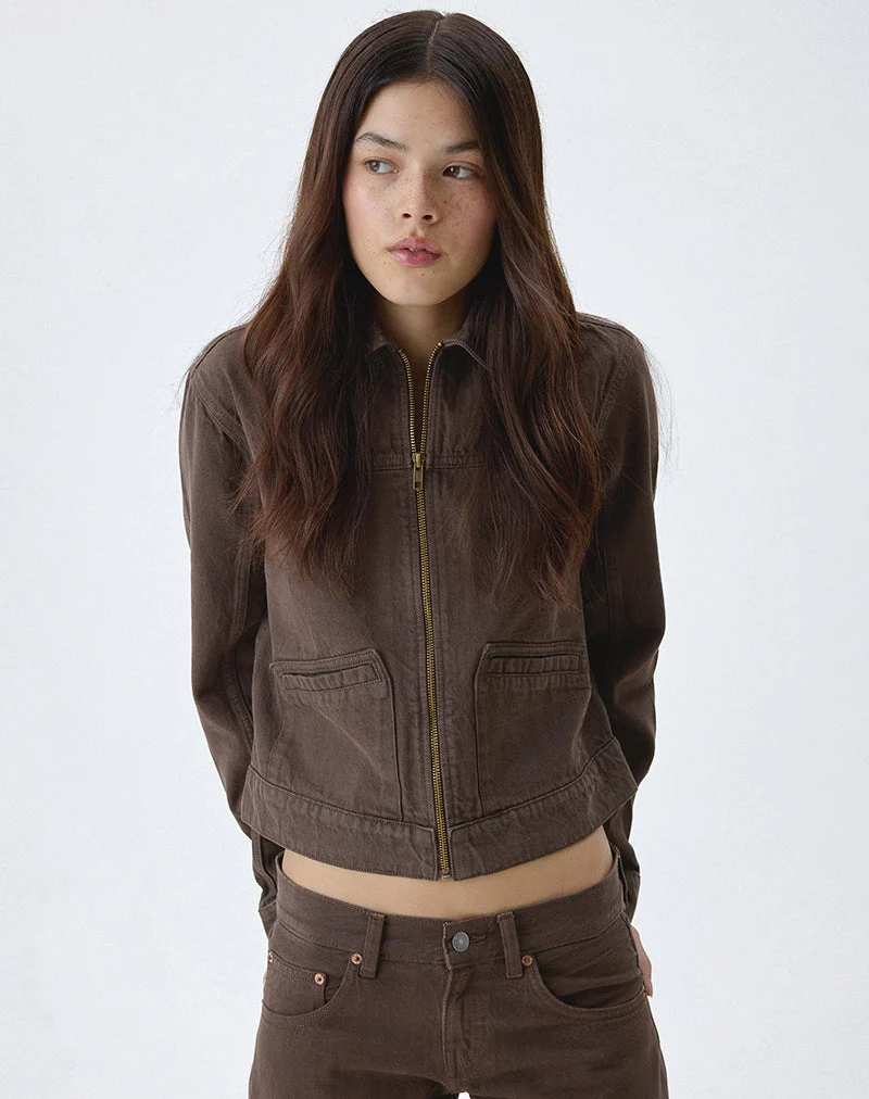 Veste cintrée en denim marron