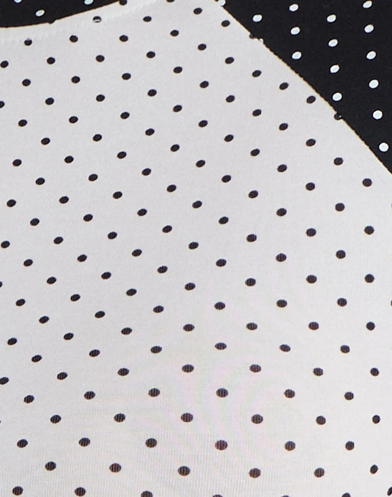 T-shirt Agneta blanc et noir à micro-imprimé à pois