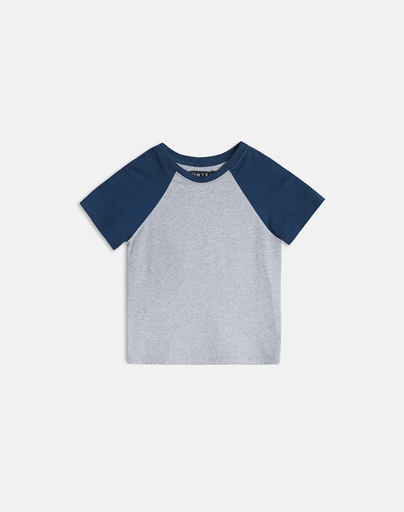 T-shirt Agneta gris chiné et bleu marine