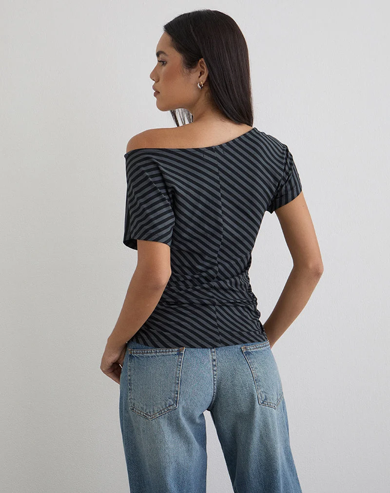 Haut asymétrique Danama à rayures obliques Ocean Storm