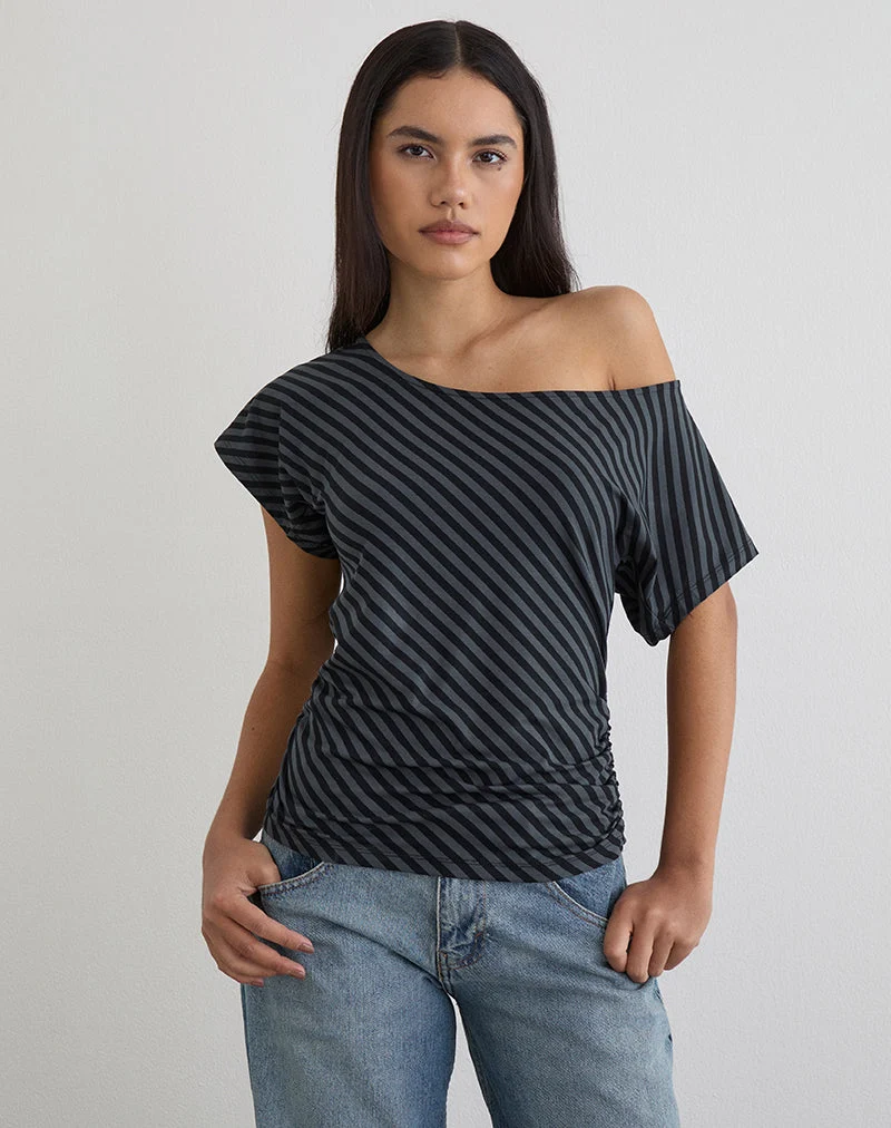 Haut asymétrique Danama à rayures obliques Ocean Storm