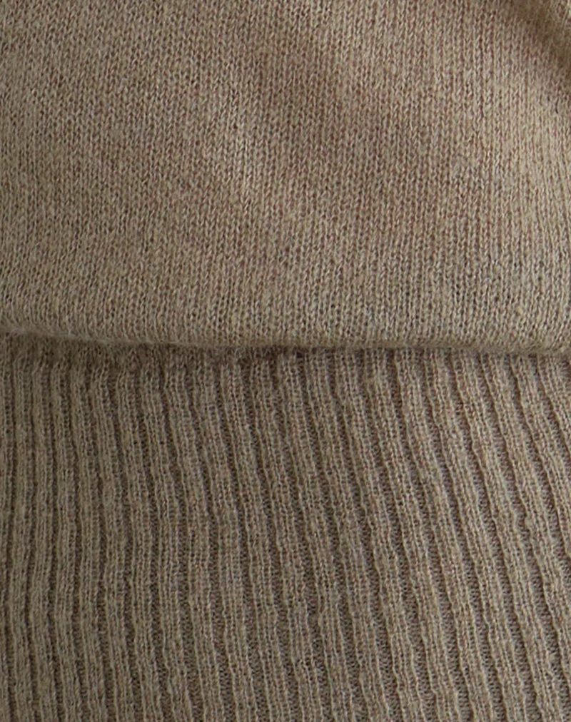 Pull asymétrique Suena en maille kaki