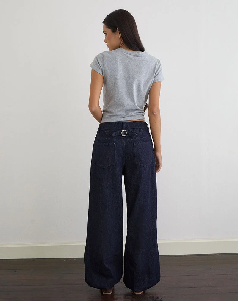 Pantalon bouffant Banaran en chambray indigo