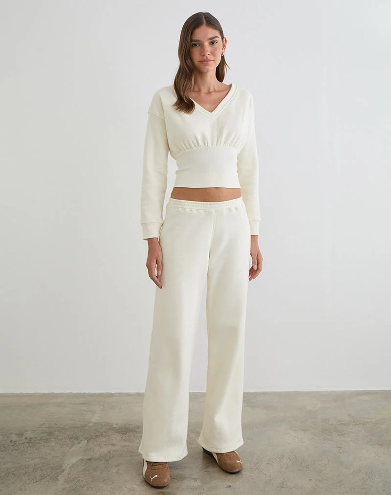 Pull à col en V Bigail, couleur blanc hivernal