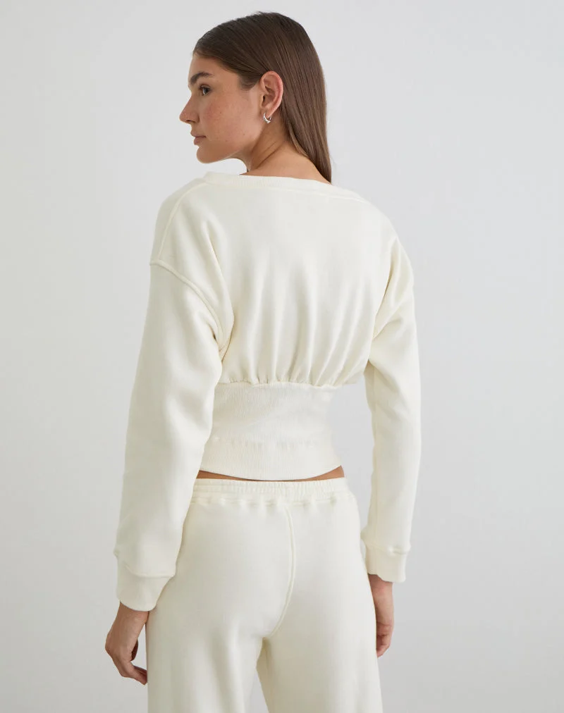 Pull à col en V Bigail, couleur blanc hivernal