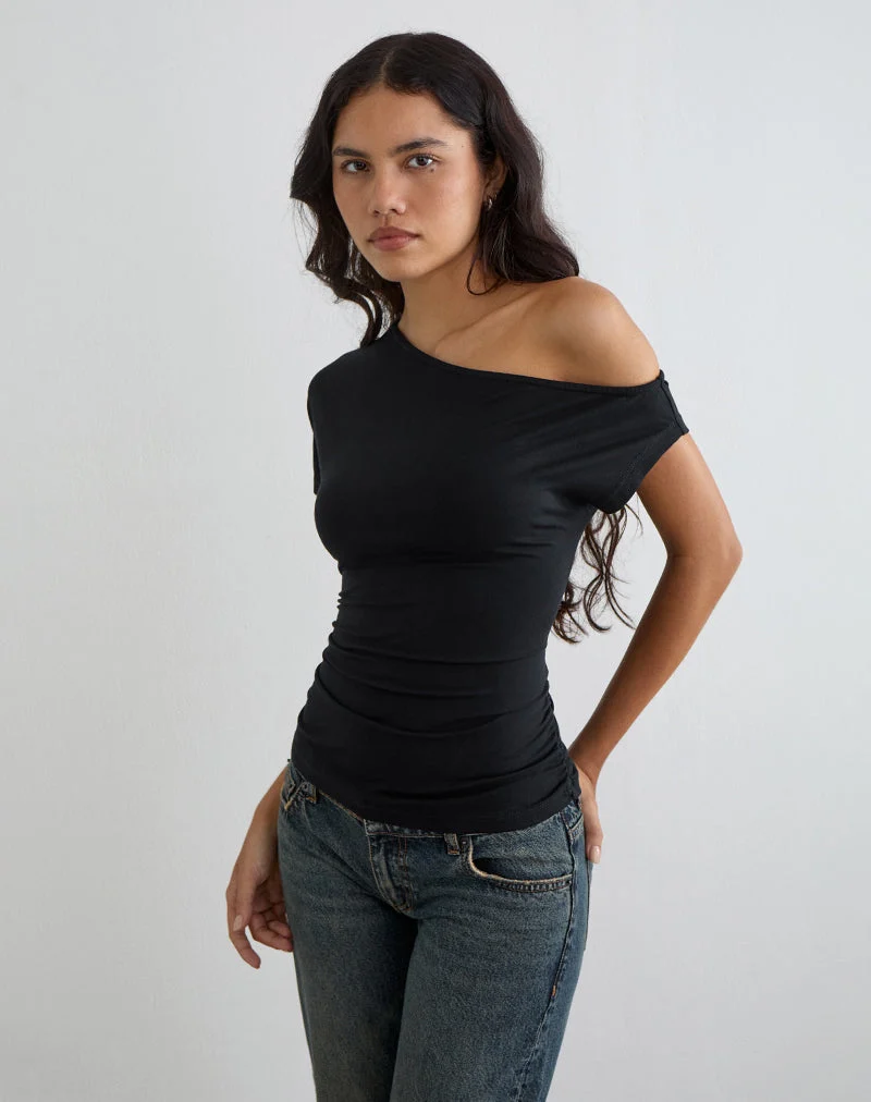Danama Top asymétrique en jersey noir