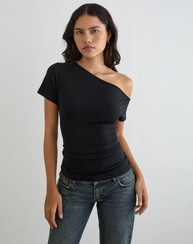 Danama Top asymétrique en jersey noir