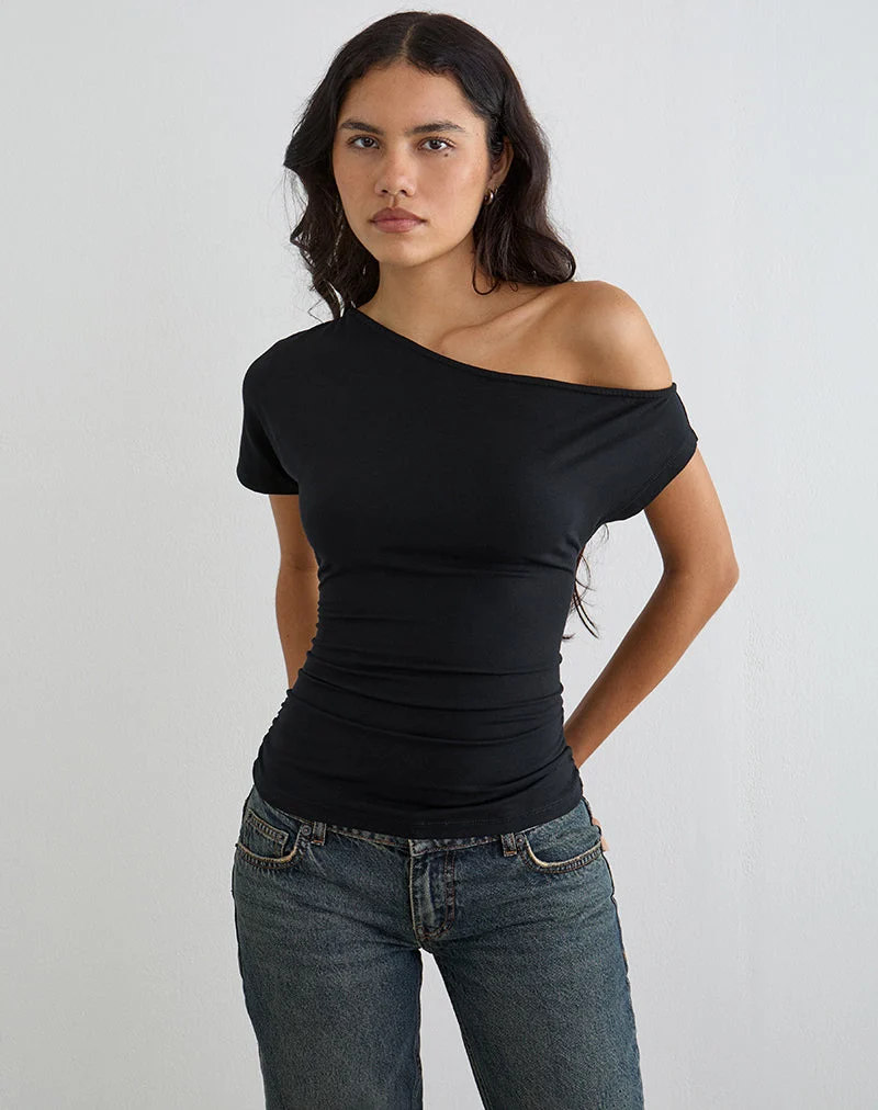 Danama Top asymétrique en jersey noir