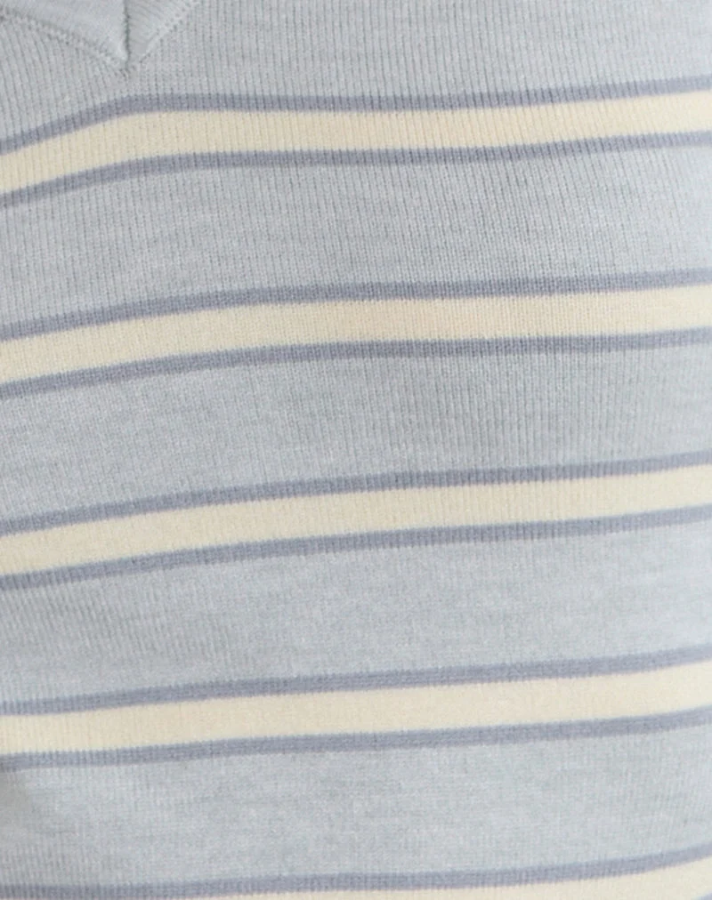 Pull Yasra en maille rayée crème et gris