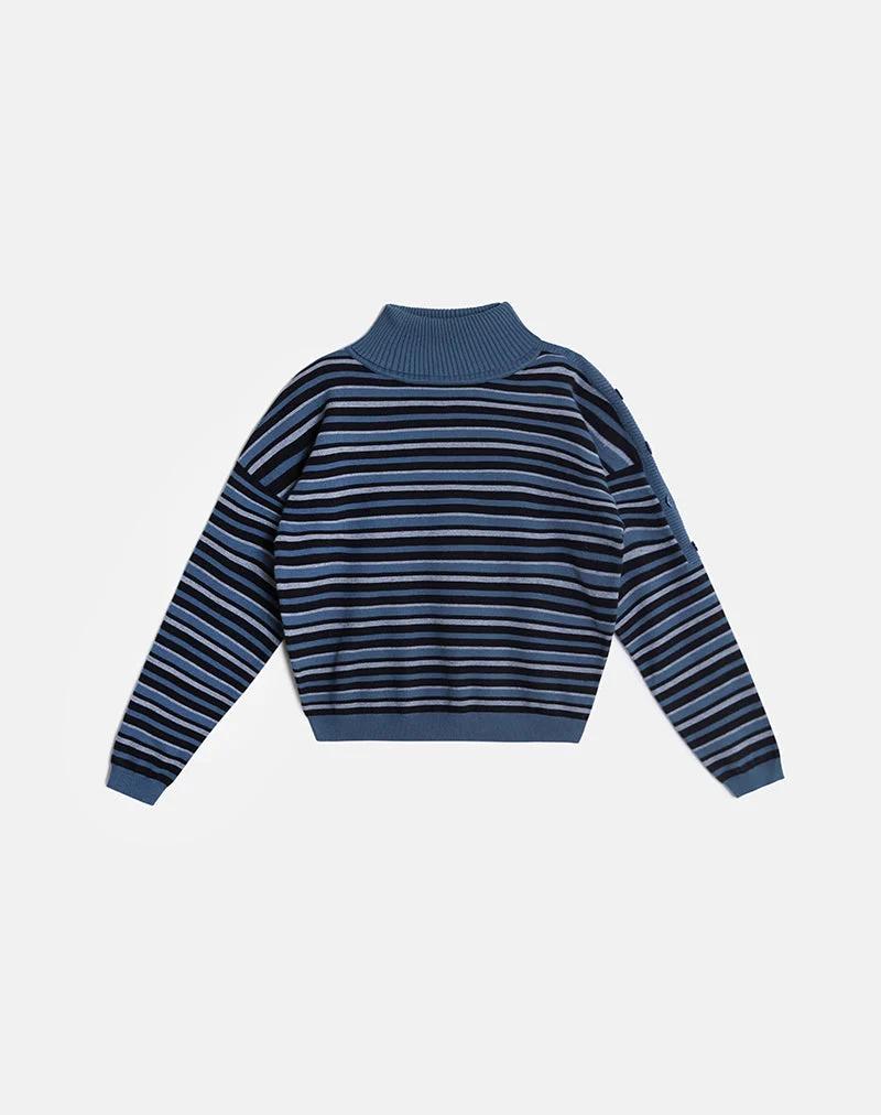 Pull Muniar en maille rayée bleu gris