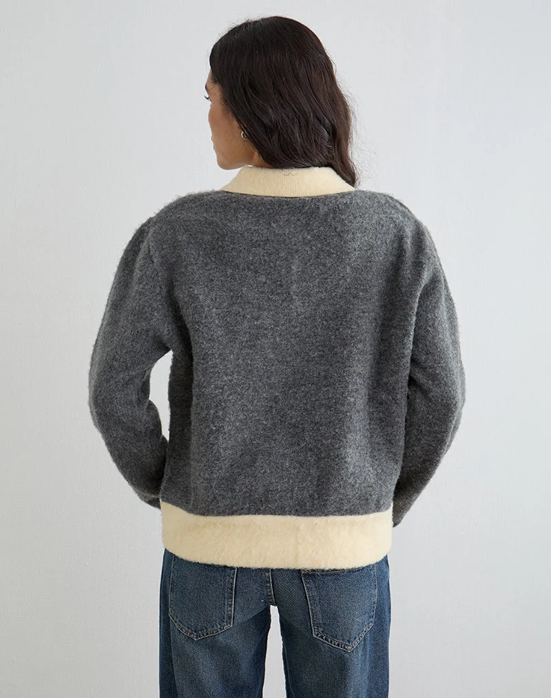 Pull Balamoa en maille gris et crème