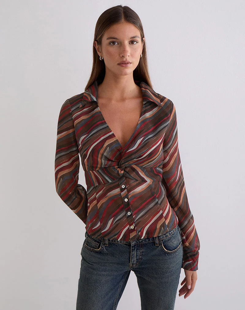 Chemise Karisma en mousseline à rayures ombrées style années 70