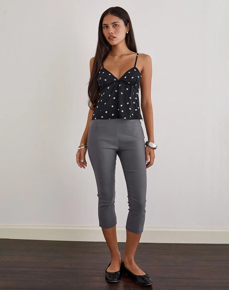 Haut camisole Blues A en noir à petites roses
