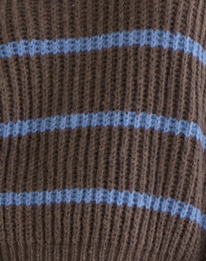 Pull Namirta marron à rayures bleues